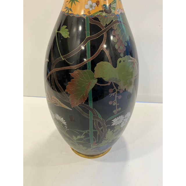 Metal Antique Japanese Cloisonné Vase 18 Inches For Sale - Image 7 of 9