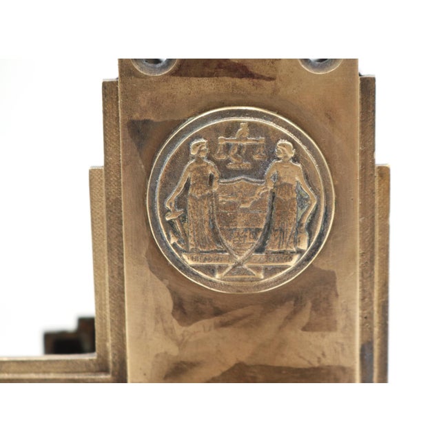 Art Deco Vintage Bronze Philadelphia Civic Center Monolock Door Knob Set For Sale - Image 3 of 8