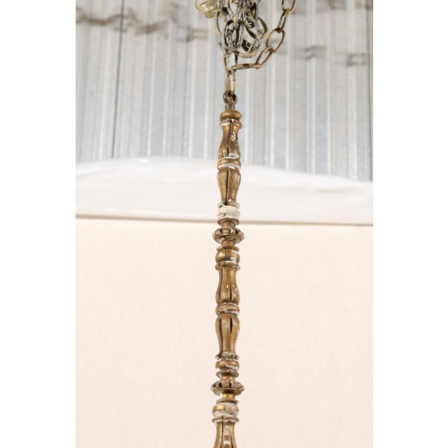 Wood Mid 20th Century French Six-Light Gilded Wood Chandelier with Aged Gold Color For Sale - Image 7 of 11