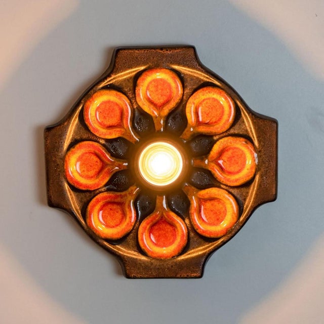 Brown Danish Ceramic Wall Light, 1970 For Sale - Image 8 of 15