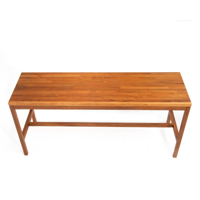 Brown Mid Century Solid Teak Sofa Hall Console Table Thailand Scandinavian 1970s For Sale - Image 8 of 15