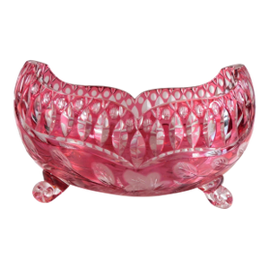 1940s Pink Cut to Clear Footed Bowl
