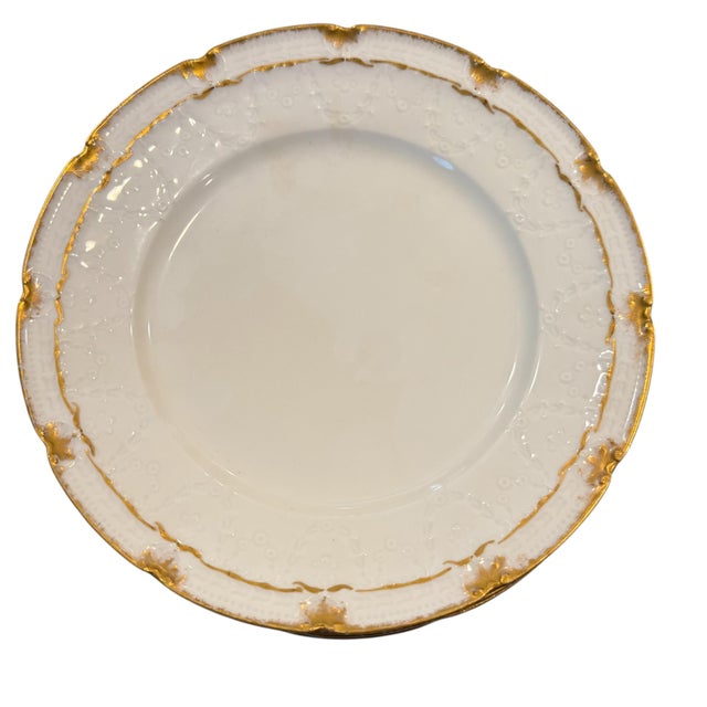Limoges, France Antique Haviland Limoges Plates White Gold Floral - Set of 4 For Sale - Image 4 of 11