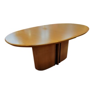 Danish Modern Teak Oval Dining Table With Pop Up Butterfly Leaves by Skovby For Sale