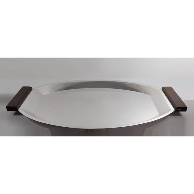 Christofle-Alfenide Art Deco Grand Plateau. France, 1930-1940. Macassar ebony handles. Dimensions: 21.2 inches between...