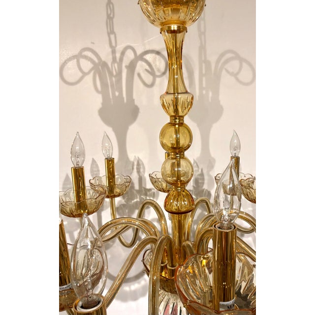 Myran Allan Luxury Lighting Italian Amber Glass Chandelier For Sale - Image 4 of 7