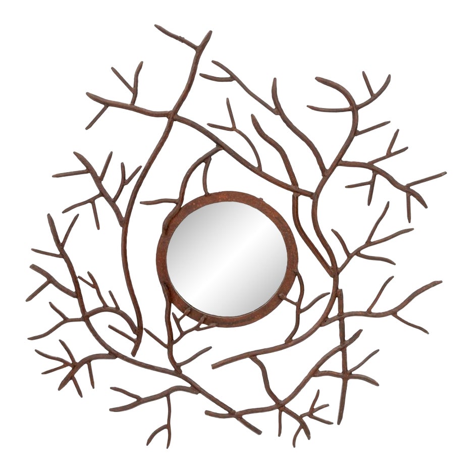 Herve Van Der Straeten Style Iron Branch Mirror | Chairish