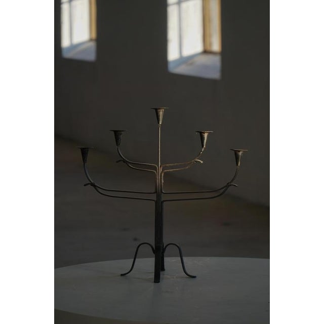 Vintage Scandinavian Brutalist Wrought Iron and Metal Candleholder, 1940s For Sale - Image 15 of 18