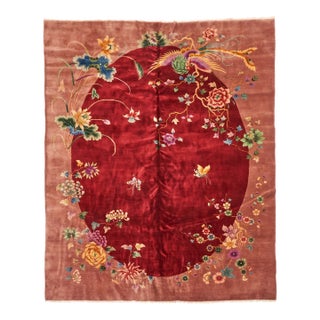 Antique 20th Century Chinese Peking Rug in Red With Phoenix Design - Rug & Kilim For Sale