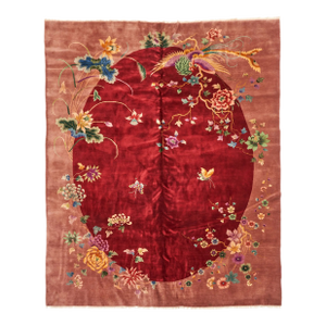 Antique 20th Century Chinese Peking Rug in Red With Phoenix Design - Rug & Kilim