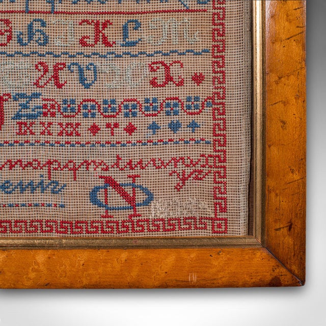 Brown Antique Needlework Sample, English, Framed, Embroidery, Decor, William Iv, 1835 For Sale - Image 8 of 10
