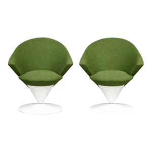 Adrian Pearsall White Cone Swivel Lounge Chairs - A Pair