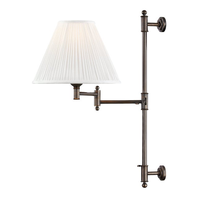 Hudson Valley Lighting Mark D. Sikes Classic No.1 1-Light Adjustable Plug in Wall Sconce, Distressed Bronze For Sale