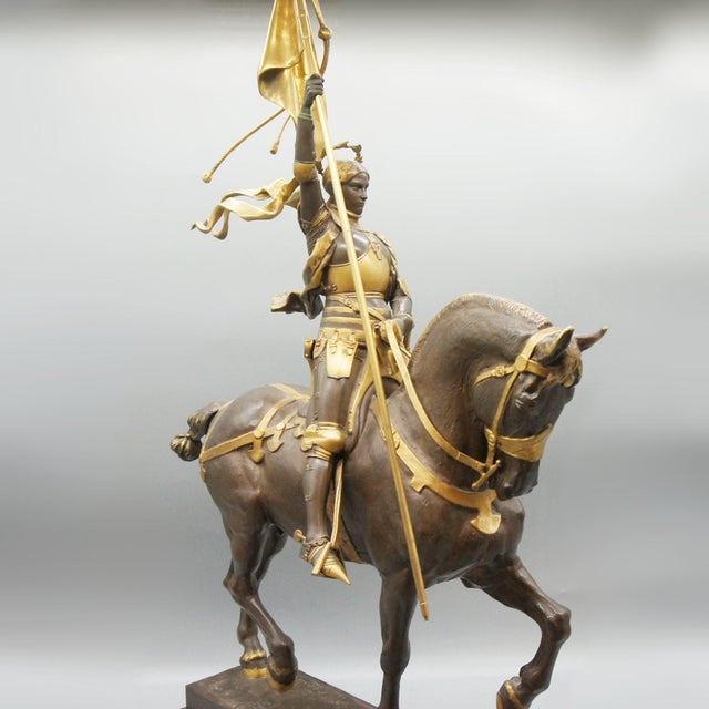 Jeanne d'arc' a late 19th century bronze sculpture depicting jeanne d'arc. A stunning early salon cast of the famous...