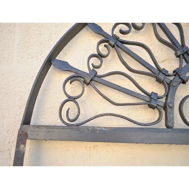 Late 20th Century Vintage Wrought Iron Arch Top Full Length Floor Mirror Frame Garden Element For Sale - Image 5 of 8