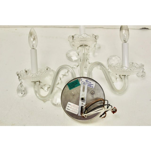 Three-Arm Crystal and Glass Wall Sconce For Sale In Richmond - Image 6 of 6