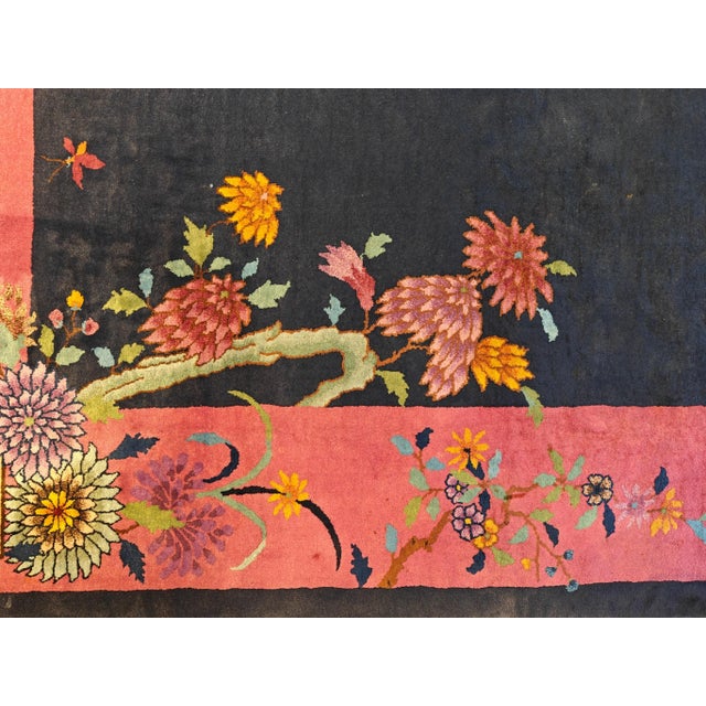Blue 1920s Chinese Art Deco Carpet ( 9' x 11'8" - 275 x 355 ) For Sale - Image 8 of 11