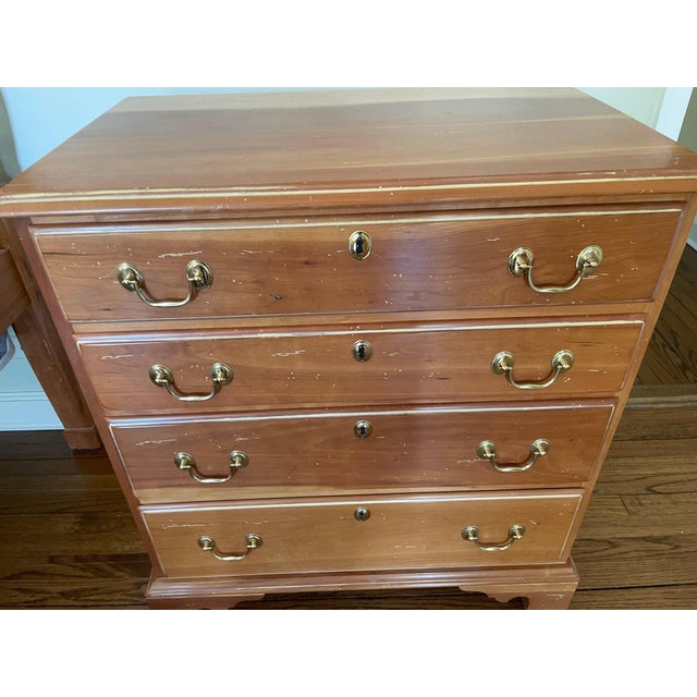 Brass Pair of Harden Solid Cherry 4-Drawer Georgian Chests – Bachelor Chests / Nightstands For Sale - Image 8 of 18