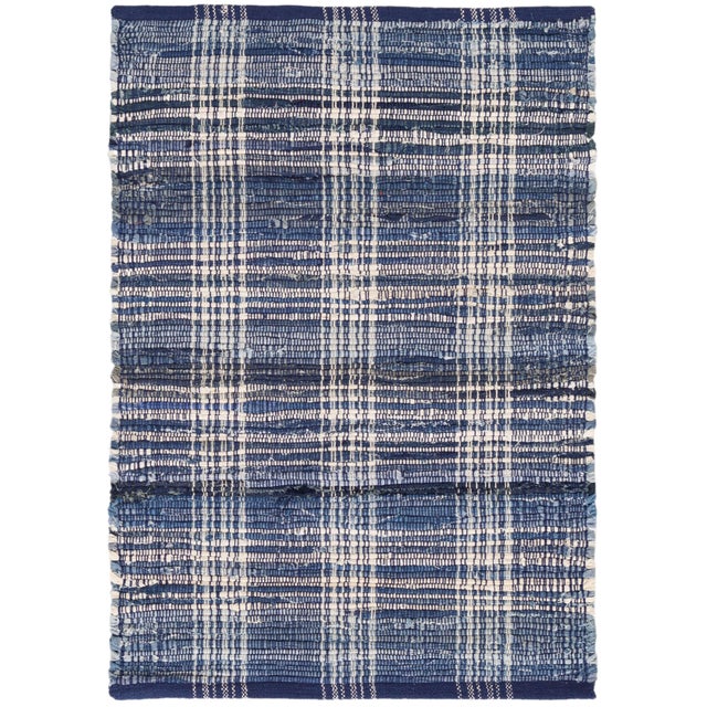 Dash & Albert Dash & Albert by Annie Selke Denim Plaid Woven Cotton Rug, 9' 6" x 13' 6" For Sale - Image 4 of 4