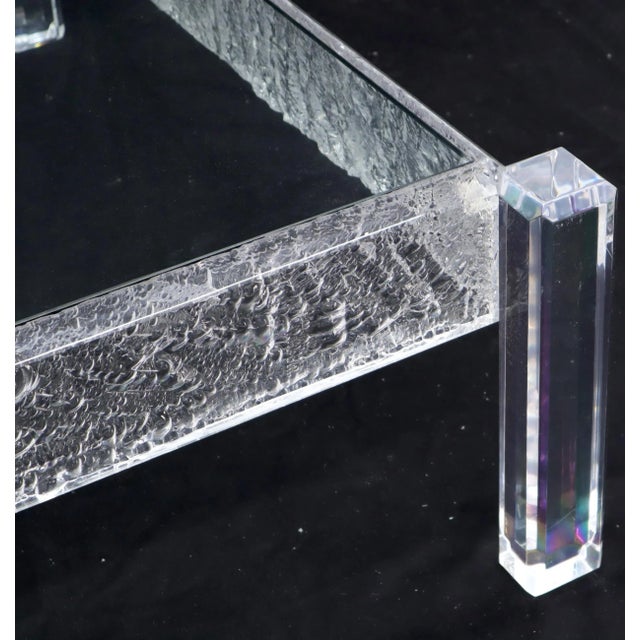 Large Square Carved Lucite Glass Top Coffee Table Chairish