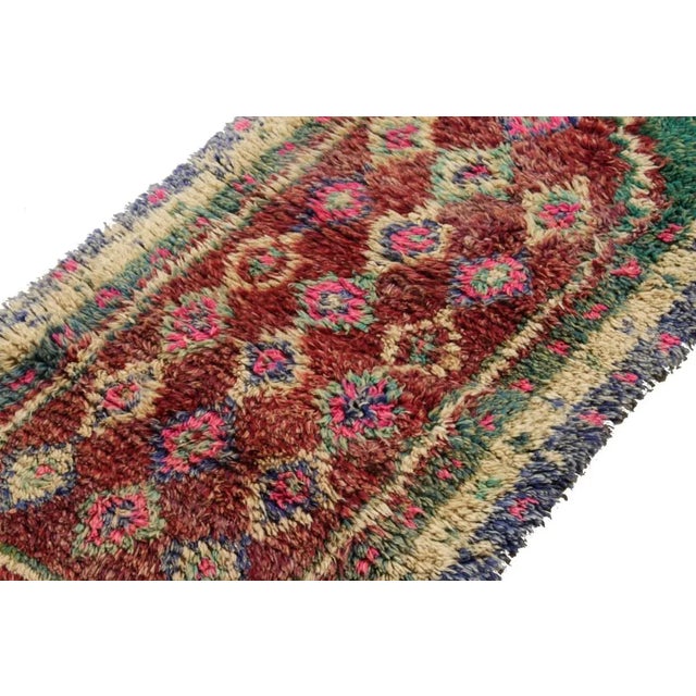Rug & Kilim 3x5 Vintage Turkish Tulu Shag Runner in Multicolor Diamond Pattern For Sale - Image 4 of 5