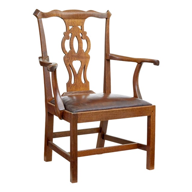 19th Century Shepherds Crook Oak Armchair, 1840s For Sale