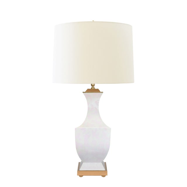 New special order item. Not vintage. Introducing the Gina Handpainted Pink Strokes Metal Tole Table Lamp, a charming...