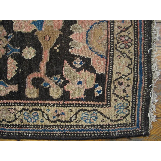 1890s Brown Tribal Herati Antique Persian Malayer Rug 3' X 6'5" Handknotted Wool Carpet For Sale In New York - Image 6 of 6