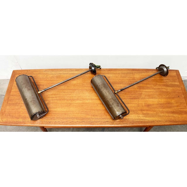 Metal Mid-Century Modern Industrial German Ceiling Lamps from Hillebrand Leuchten, Set of 2 For Sale - Image 7 of 18