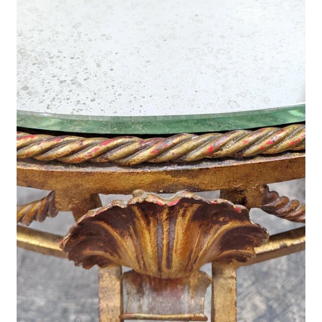 Vintage Italian Mid-Century Modern Gilt Metal & Mirror Top Round Coffee Table For Sale - Image 10 of 11