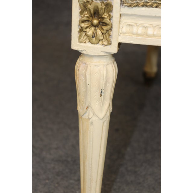 Early 20th C Pair Louis XVI Style Creme Painted W/ Gold Accent Armchairs For Sale - Image 15 of 15