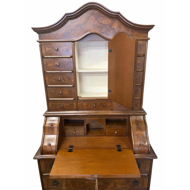 Fine 20th Century Marquetry Inlay Italian Secretaire For Sale - Image 4 of 12