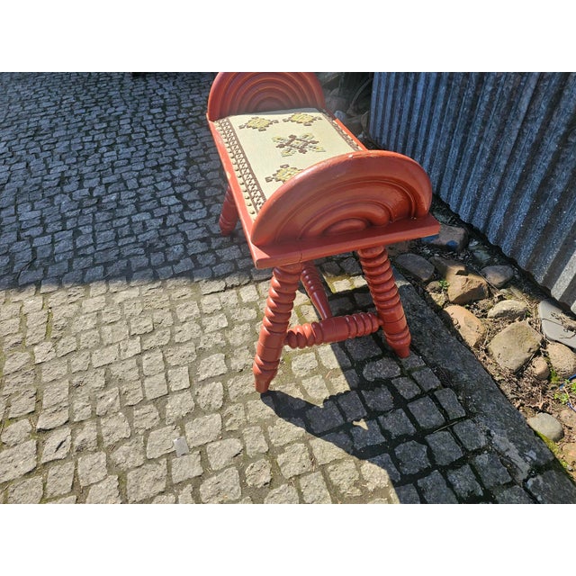 Wooden bench, stool, rustic style, 1950s-1960s, dimensions: height 58 cm, width 70 cm, depth 35 cm, seat height 40 cm.
