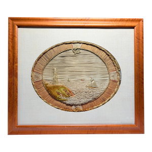 British Sailor's Woolwork or Woolie Lighthouse Seascape C. 1865
