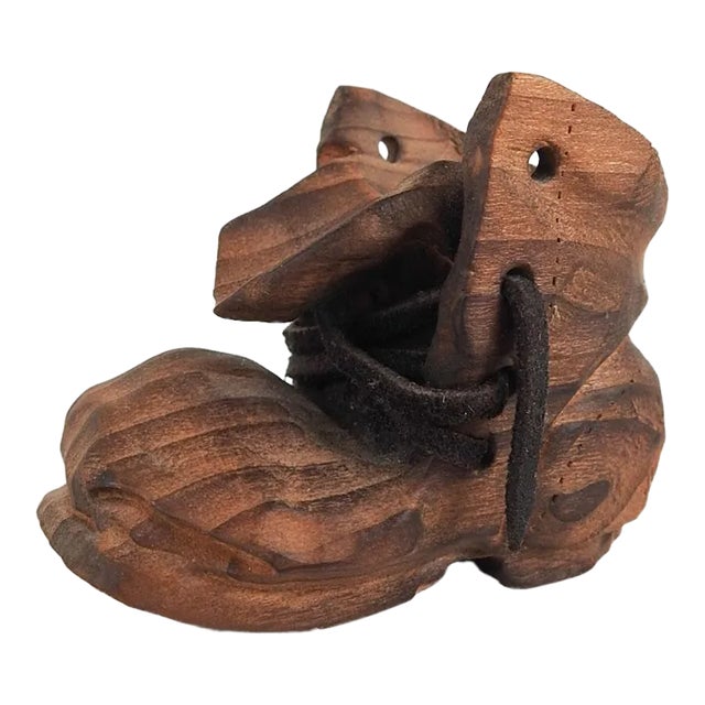 Small Vintage Duke Moore Folk Art Boot Wood Carving For Sale