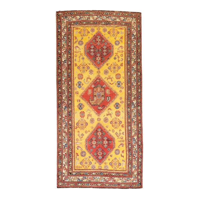 Early 20th Century Yellow Northwest Persian Tribal Rug For Sale