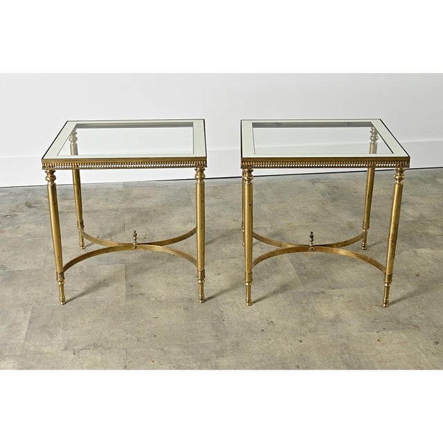 Mid 20th Century French Vintage Mid-Century Brass & Glass End Tables For Sale - Image 5 of 10