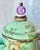 Vintage 1995 Camp Mackenzie Childs Green Floral Coffee Pot/Kettle With Wood Handle and Lid For Sale - Image 10 of 12
