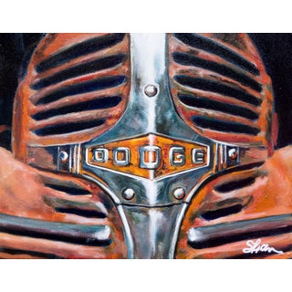Farmer's Friend - Dodge Truck by Shan Fannin | Acrylic on wood cradle Vintage Dodge truck grill close-up. For Sale