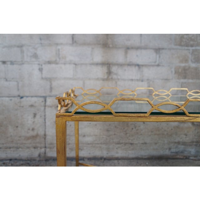 Maitland Smith Maison Jensen Style Regency Gilt Iron Glass Coffee Cocktail Table For Sale - Image 6 of 11