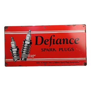 Vintage Defiance Spark Plugs Metal Sign Advertising 2026 Reproduction 1.3mm Steel For Sale