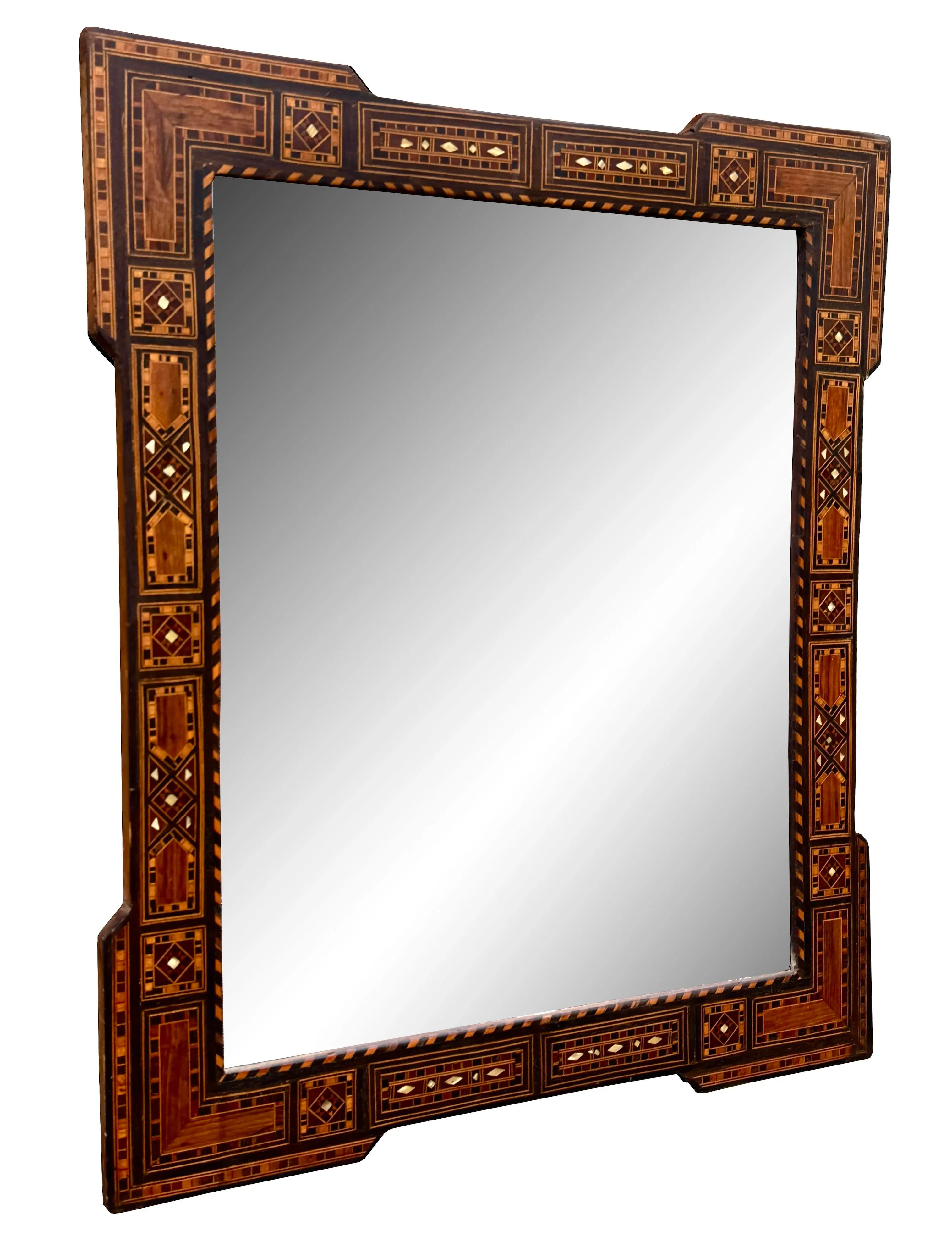 【額縁付き】マヤ文明 バーニングレザーアート Antique Mosaic Wood Inlay With Touch of Mother of Pearl Mirror