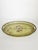 A charming metal serving tray featuring a hand-painted floral design set against a light green background with a crackle...