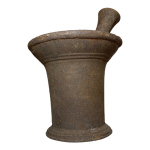 Large Rare Antique 19th Century Handmade Solid Heavy Cast Iron Mortar and Pestle