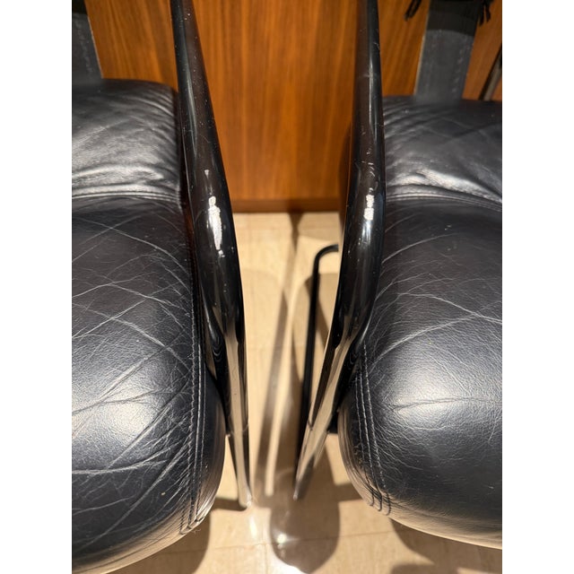 Black Set of 6 I4 Mariani Tucroma Chairs in Black Leather by Guido Faleschini For Sale - Image 8 of 15