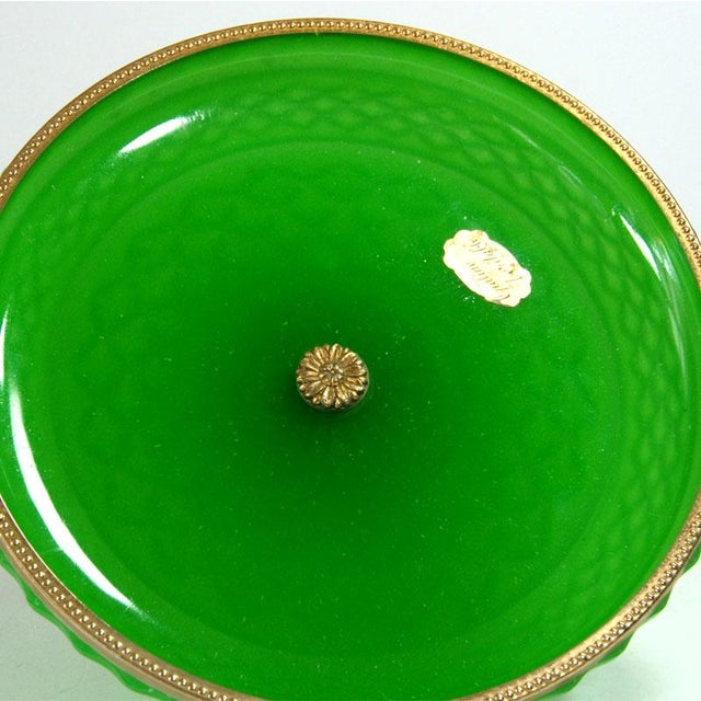 Gold Green Opaline Glass Dish, France, 1950s For Sale - Image 8 of 10