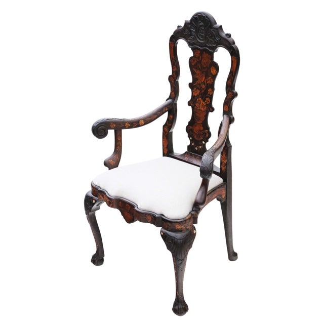 Antique Dutch Marquetry Elbow Chair, 1700s For Sale - Image 9 of 9