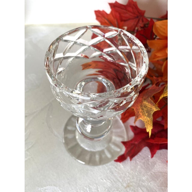 1970's 2 Pc Hurricane Candle Holder & Globe, 24% Lead Crystal by Block Poland For Sale In Philadelphia - Image 6 of 14