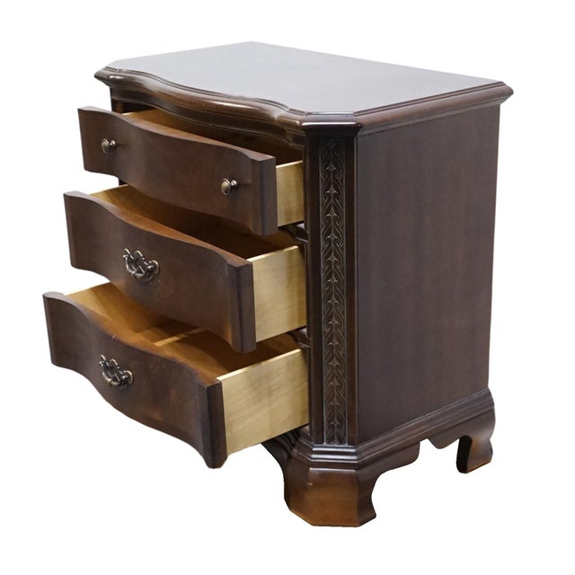 American Drew Solid Cherry Traditional Style 32" Serpentine Front Three Drawer Nightstand 601-420 For Sale In Kansas City - Image 6 of 14