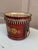 French Provincial French Red & Gold Tole Cachepot With Lion Head Handles and Pierced Gallery Rim For Sale - Image 3 of 10